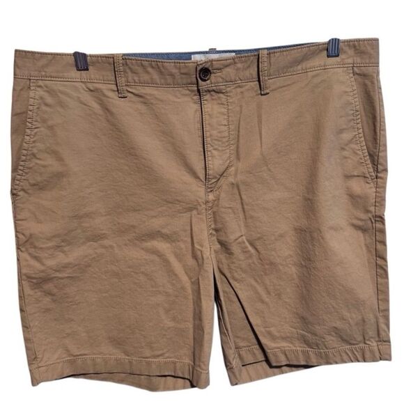 Penguin Munsingwear Shorts Men's 38 Khaki Chino Ribbed Button Zip Cotton Blend - Picture 1 of 12